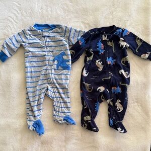 Striped and Dinosaur Print Kids Footies